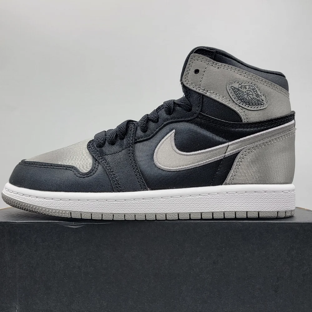 NIB!! NWT!! Air Jordan High-Top Sneakers‎ in Black and Gray Satin Finish SIZE 1Y